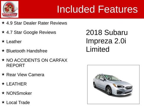 Used 2018 Subaru Impreza 2.0i Limited image 4