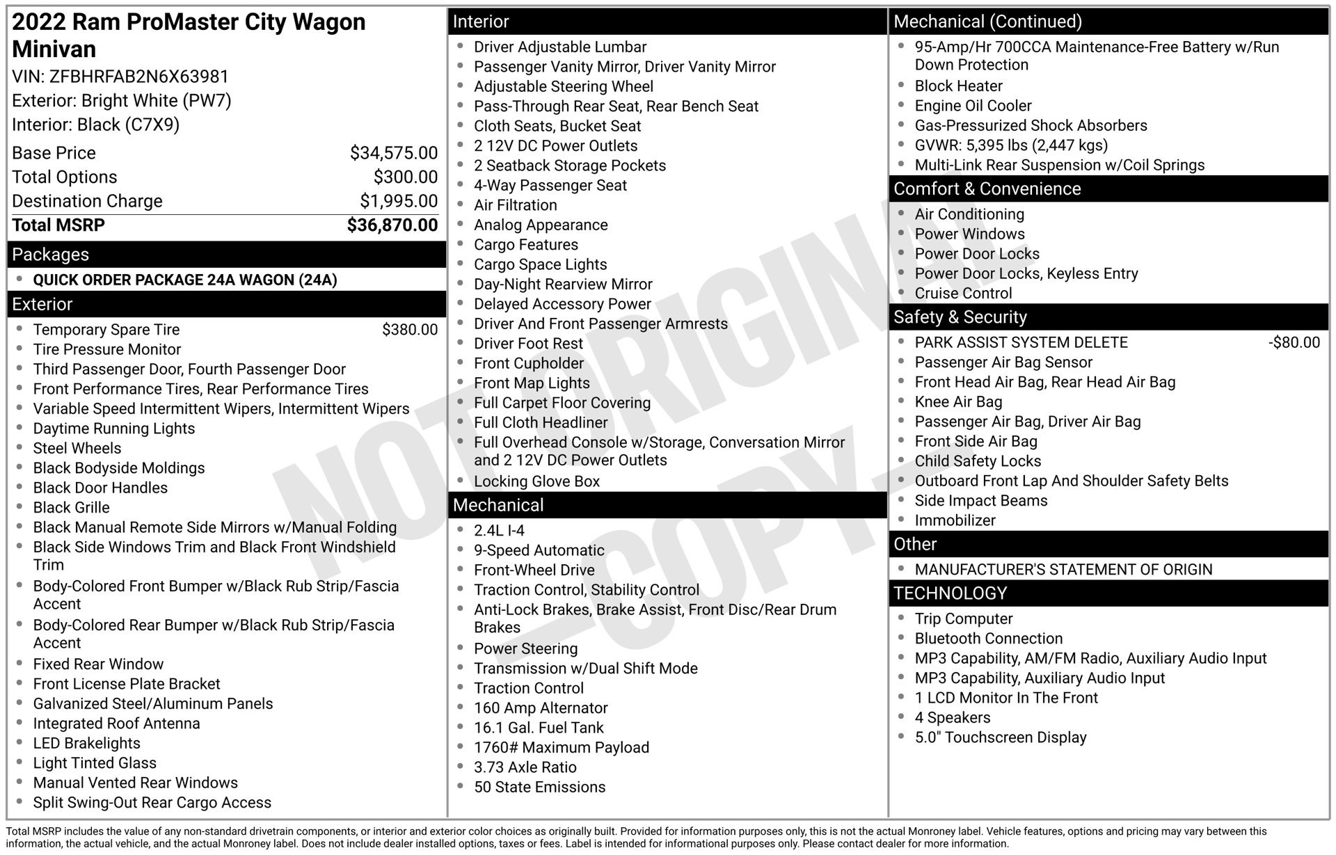 Used 2022 RAM ProMaster City Wagon FWD image 3