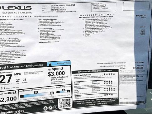 New 2026 Lexus TX 500h AWD image 14