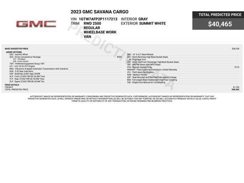Used 2023 GMC Savana 2500 w/ Driver Convenience Package RWD image 3