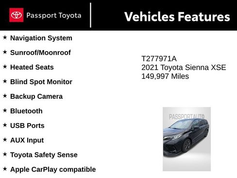 Used 2021 Toyota Sienna XSE FWD image 8