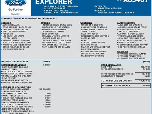 Used 2016 Ford Explorer XLT w/ Equipment Group 202A image 2