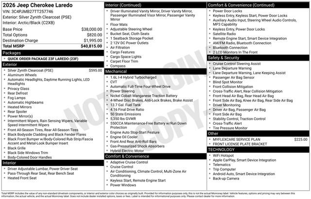 New 2026 Jeep Cherokee Laredo AWD/4WD image 36