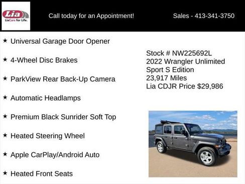 Certified 2022 Jeep Wrangler Unlimited Sport AWD/4WD image 21