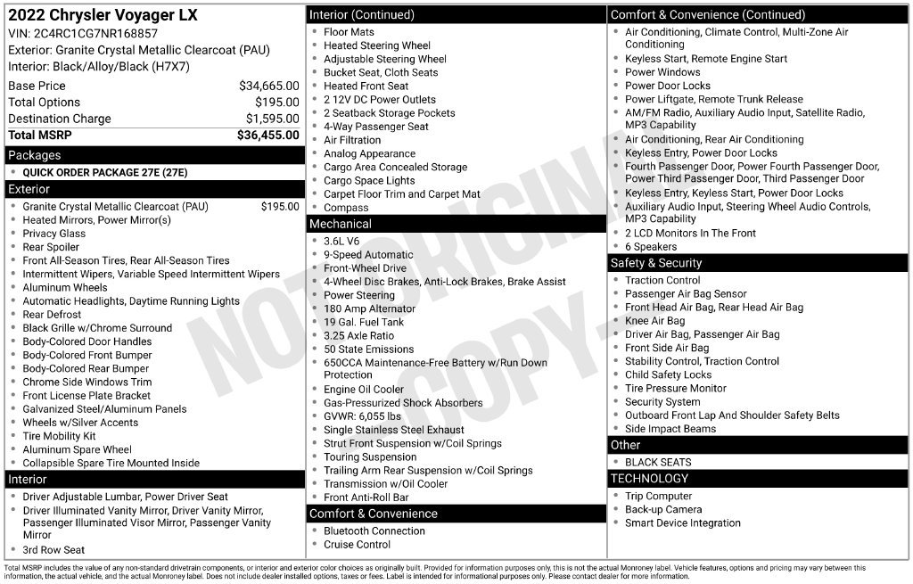 Used 2022 Chrysler Voyager LX FWD image 18