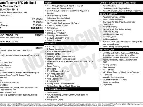 Used 2023 Toyota Tacoma TRD Off-Road w/ Technology Package AWD/4WD image 36