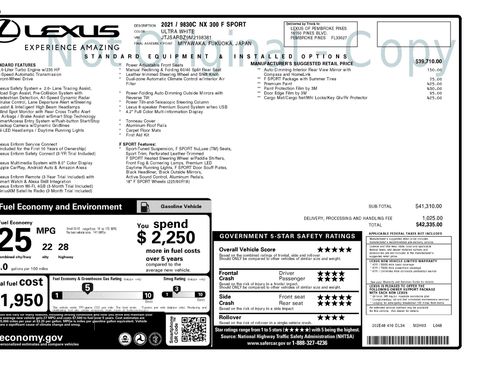 Used 2021 Lexus NX 300 F Sport w/ Accessory Package 2 FWD image 3