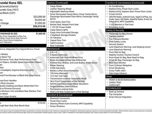 Used 2019 Hyundai Kona SEL w/ SEL Tech Package 02 AWD/4WD image 32