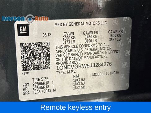 Used 2018 Chevrolet Traverse LT w/ LPO, Floor Liner Package AWD/4WD image 14
