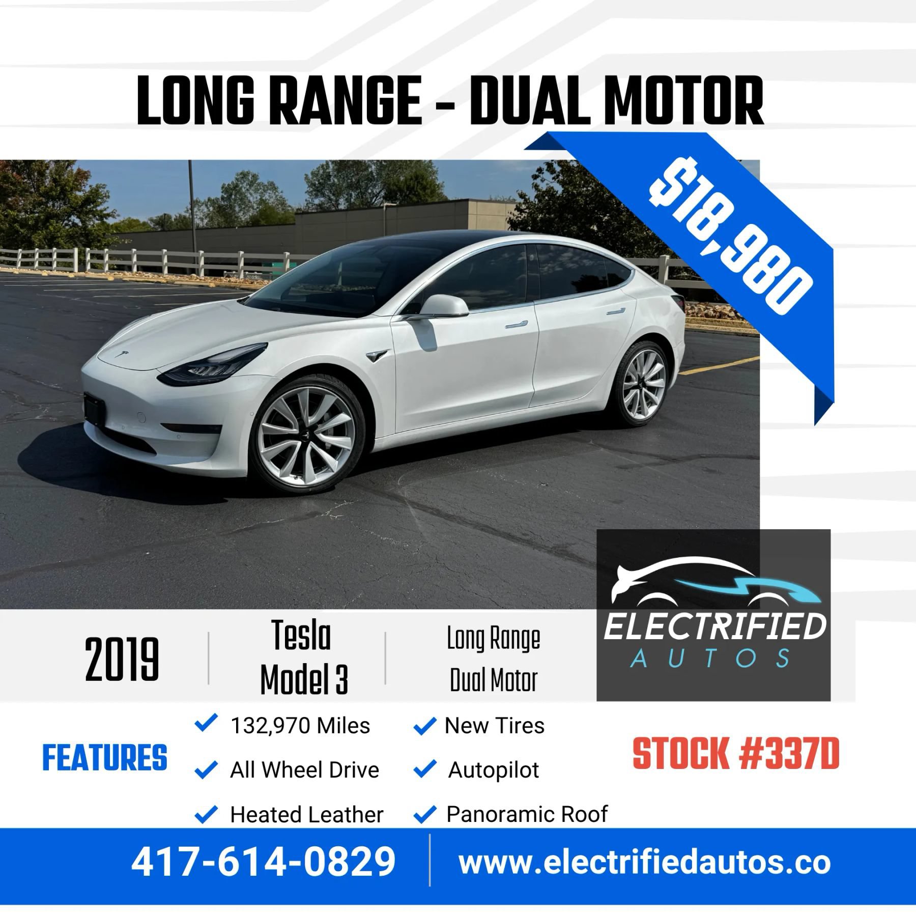 Used 2019 Tesla Model 3 Long Range AWD/4WD image 1