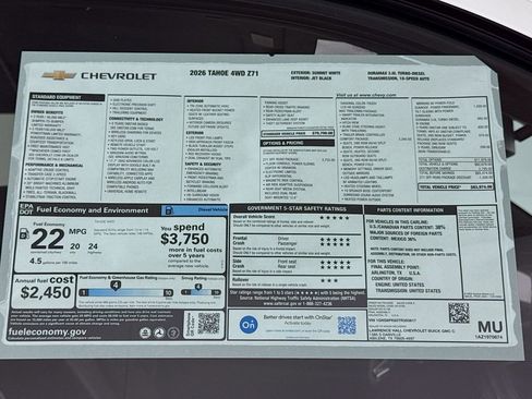 New 2026 Chevrolet Tahoe Z71 w/ Z71 Off-Road Package image 20