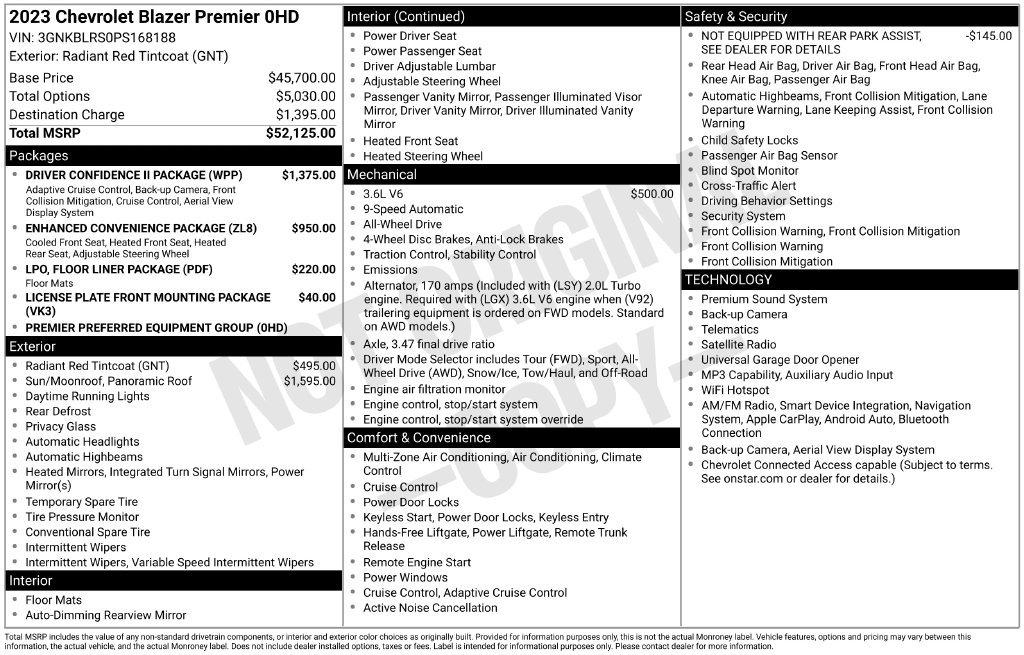 Used 2023 Chevrolet Blazer Premier w/ Driver Confidence II Package AWD/4WD image 35