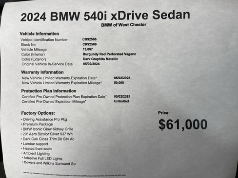 Certified 2024 BMW 540i xDrive w/ Premium Package image 21
