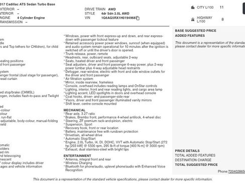 Used 2017 Cadillac ATS 2.0T AWD Sedan image 2