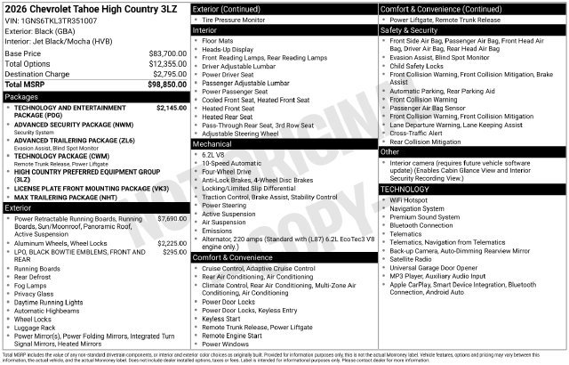 New 2026 Chevrolet Tahoe High Country AWD/4WD image 25