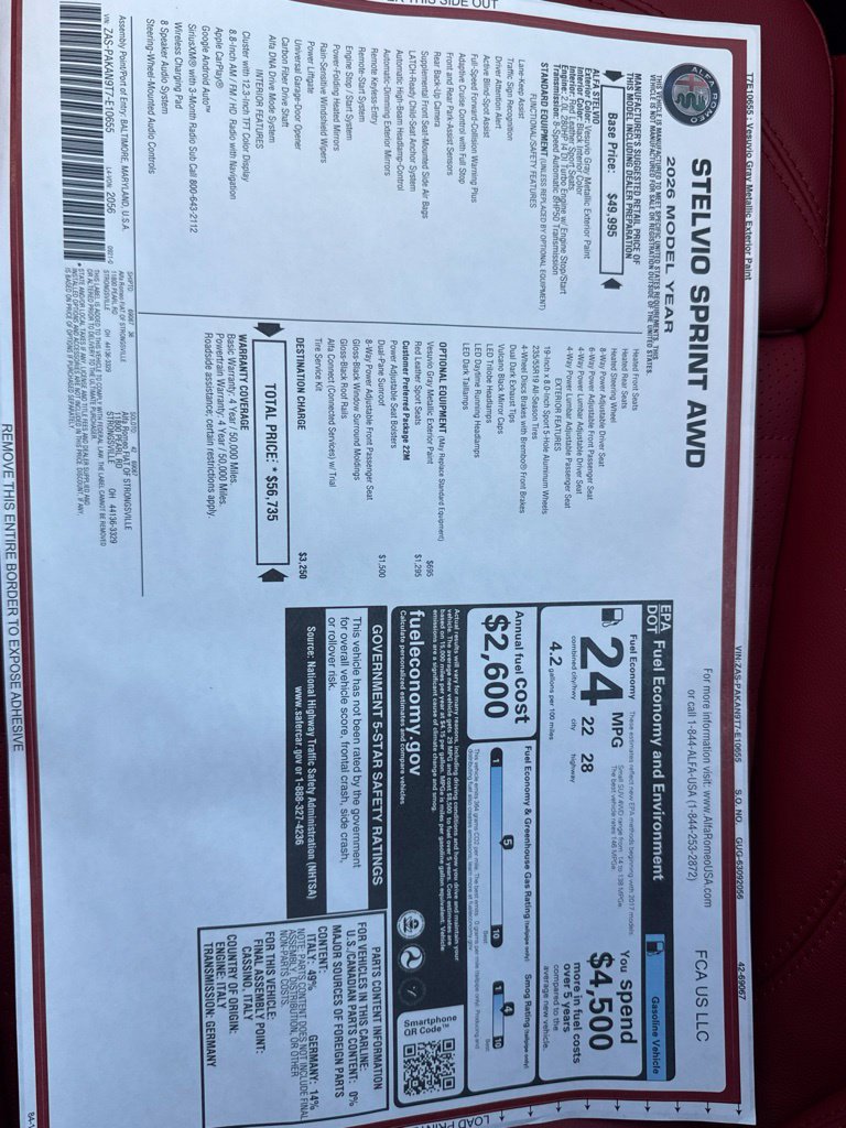 New 2026 Alfa Romeo Stelvio Sprint AWD/4WD image 11