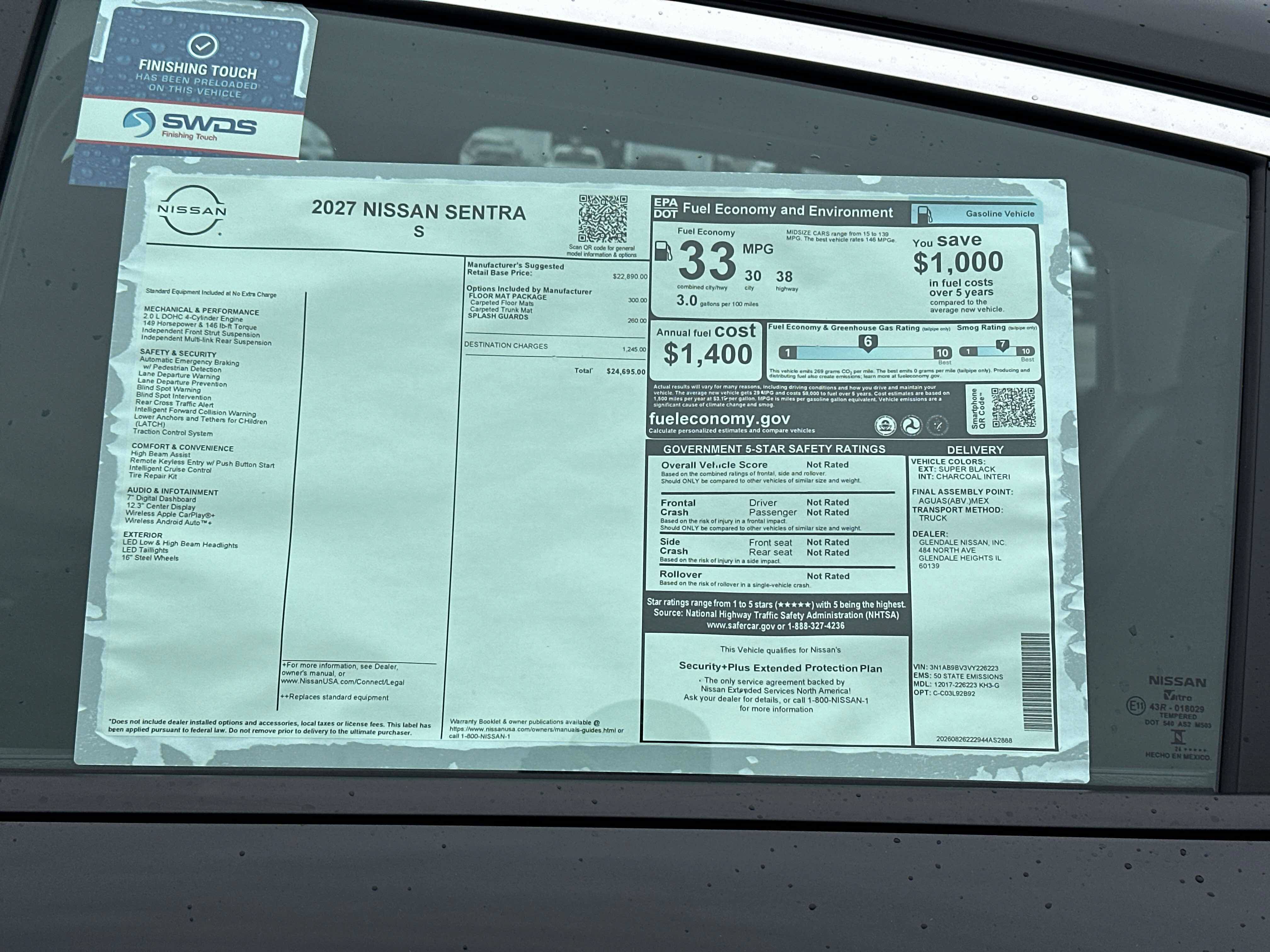 New 2027 Nissan Sentra S w/ Floor Mat Package FWD image 7