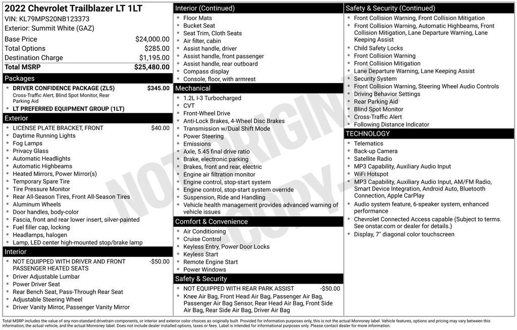 Used 2022 Chevrolet TrailBlazer LT w/ Driver Confidence Package FWD image 3
