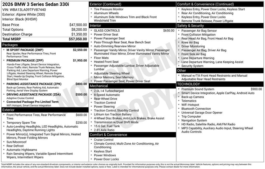 Used 2026 BMW 330i Sedan w/ M Sport Package RWD image 6