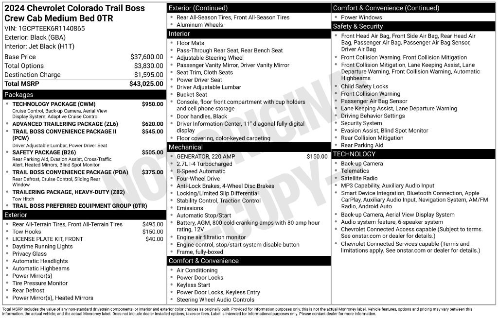 Used 2024 Chevrolet Colorado Trail Boss w/ Technology Package AWD/4WD image 45