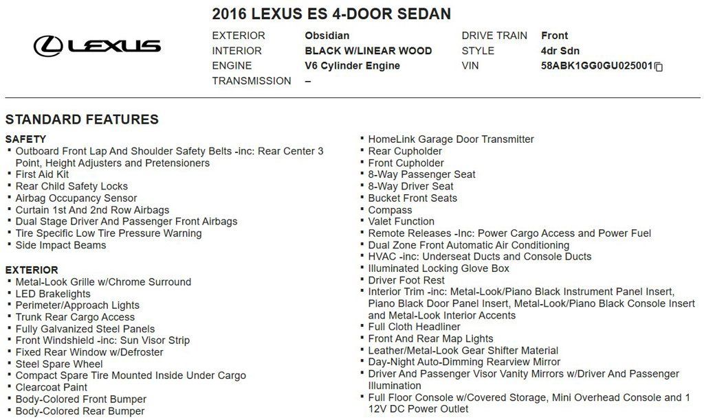 Used 2016 Lexus ES 350 FWD image 17
