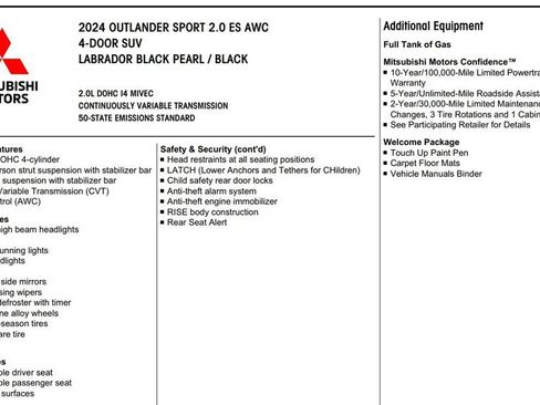 Used 2024 Mitsubishi Outlander Sport ES AWD/4WD image 15