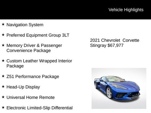 Used 2021 Chevrolet Corvette Stingray Premium Conv w/ Z51 Performance Package image 6