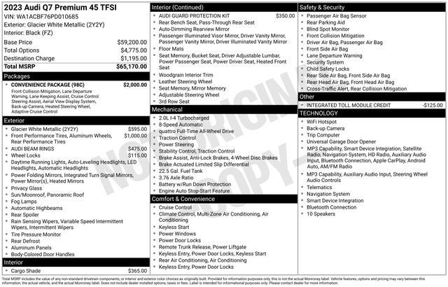 Used 2023 Audi Q7 2.0T Premium w/ Convenience Package AWD/4WD image 37
