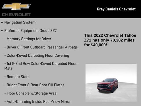 Certified 2022 Chevrolet Tahoe Z71 w/ Z71 Off-Road Package image 6