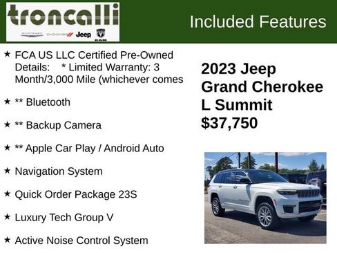 Certified 2023 Jeep Grand Cherokee L Summit w/ Luxury Tech Group V image 5