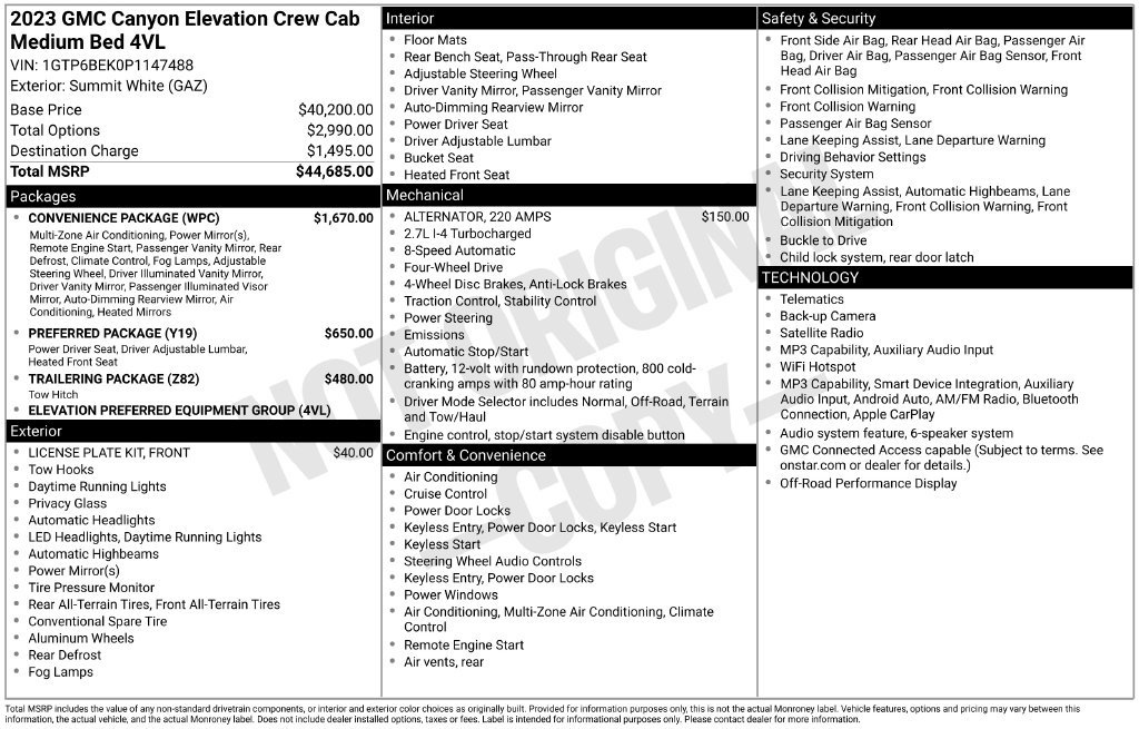 Used 2023 GMC Canyon Elevation w/ Convenience Package AWD/4WD image 2