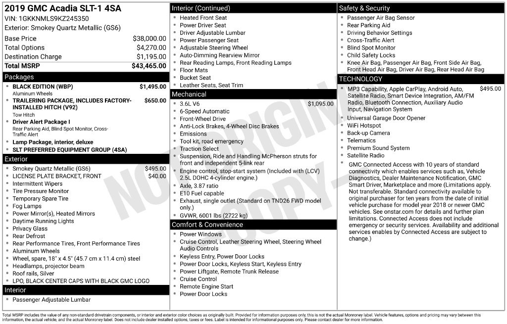 Used 2019 GMC Acadia SLT w/ Black Edition FWD image 41