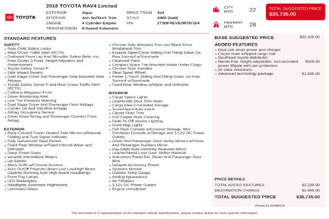 Used 2018 Toyota RAV4 Limited w/ Advanced Technology Package AWD/4WD image 38