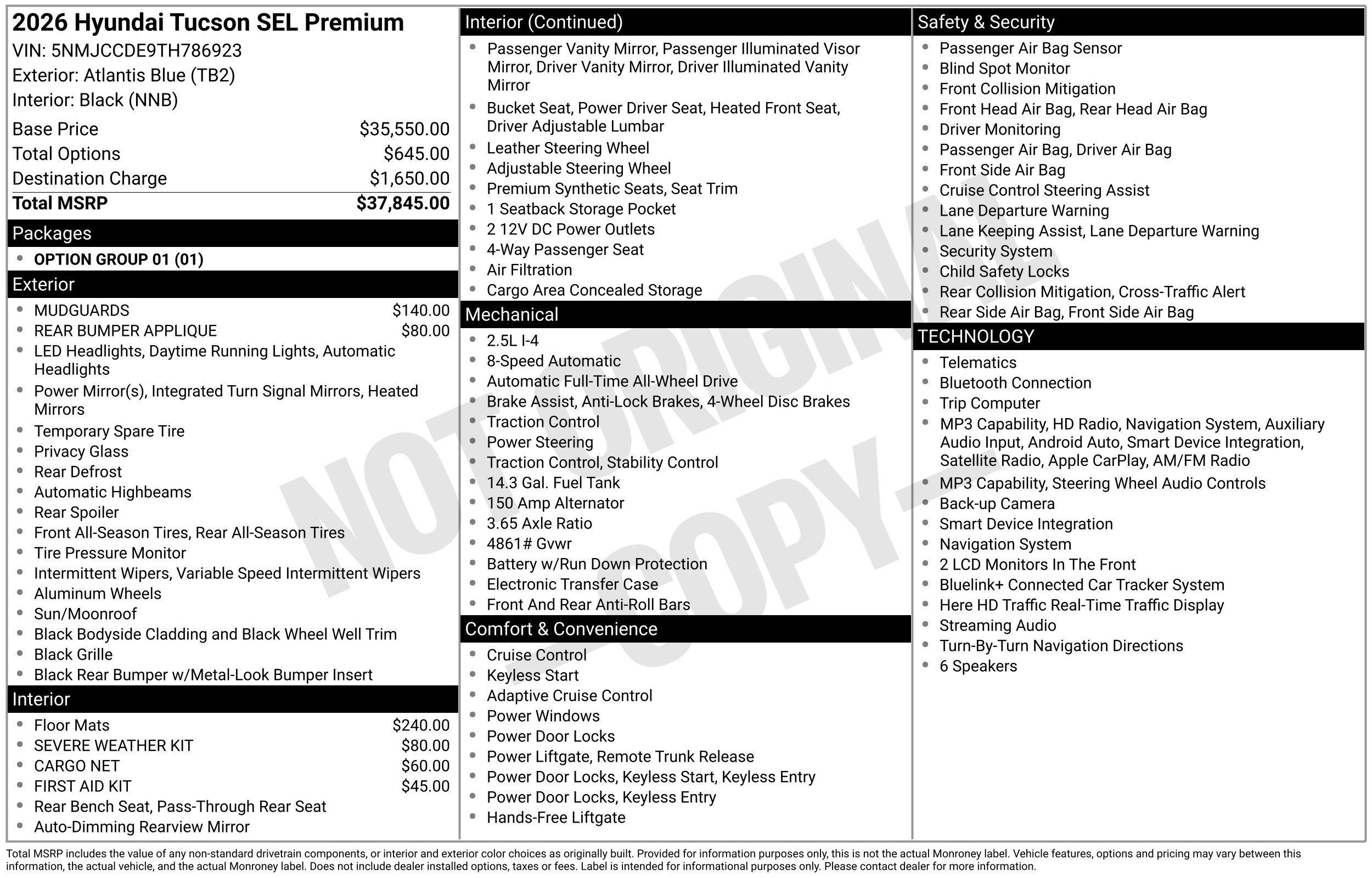 New 2026 Hyundai Tucson SEL AWD/4WD image 3