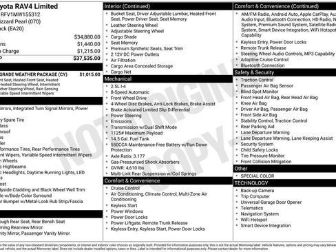 Used 2021 Toyota RAV4 Limited w/ Limited Grade Weather Package FWD image 2
