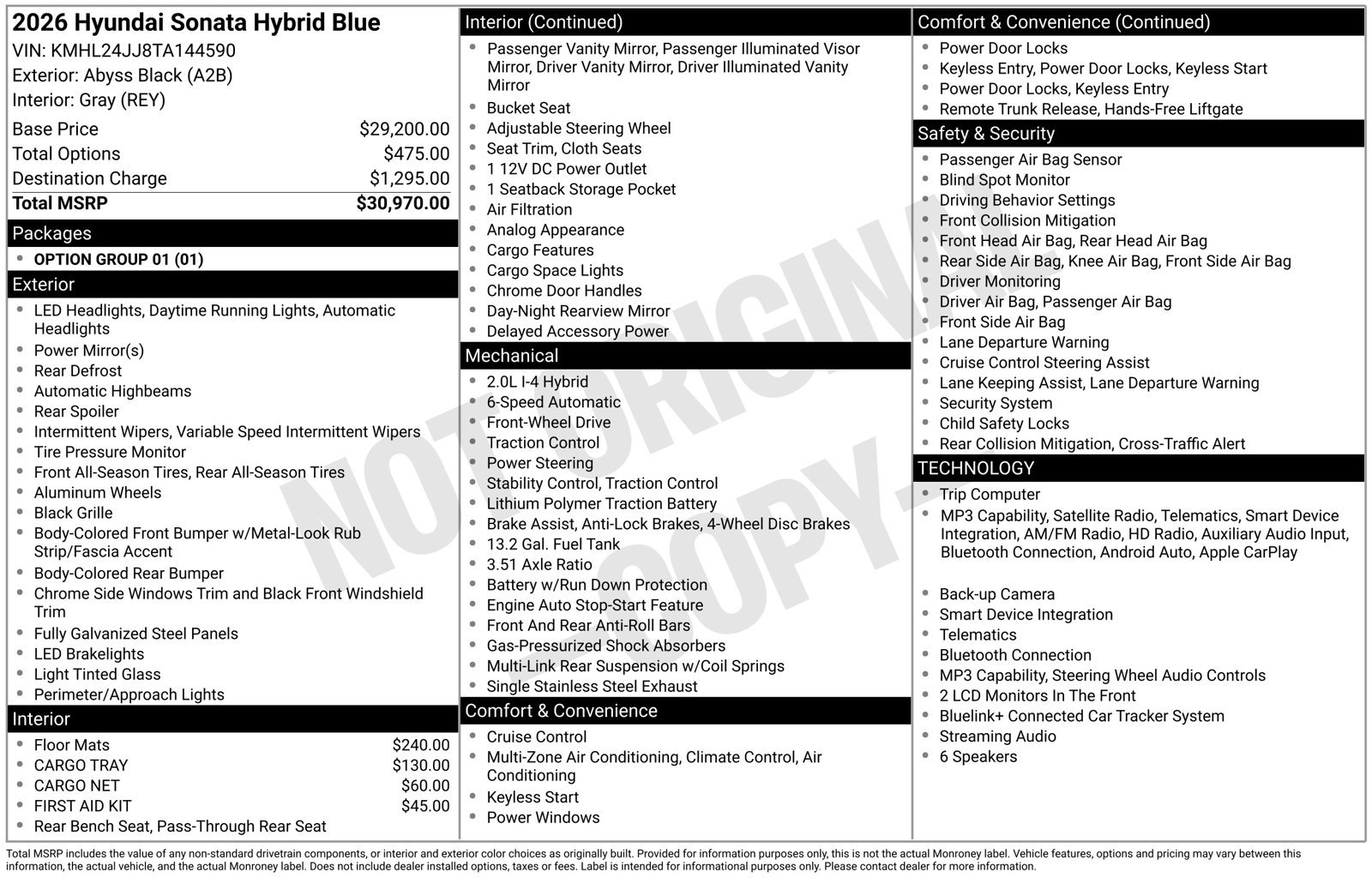 New 2026 Hyundai Sonata Blue FWD image 36