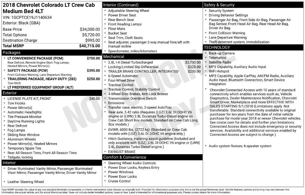 Used 2018 Chevrolet Colorado LT w/ LT Convenience Package AWD/4WD image 18