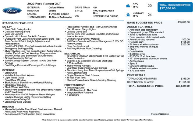 Used 2022 Ford Ranger XLT AWD/4WD image 3