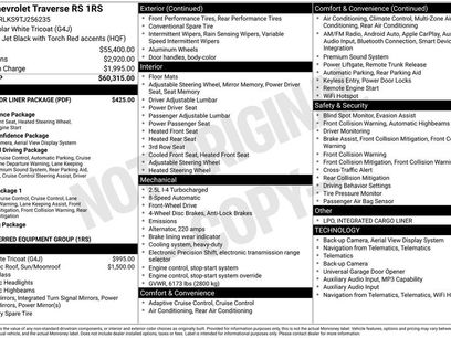 New 2026 Chevrolet Traverse RS w/ LPO, Floor Liner Package