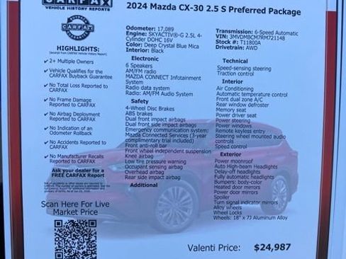 Used 2024 MAZDA CX-30 AWD 2.5 S w/ Preferred Package image 40