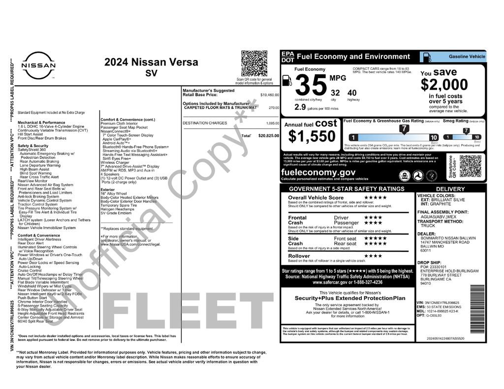 Used 2024 Nissan Versa SV FWD image 34