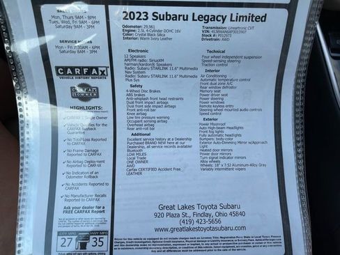 Used 2023 Subaru Legacy Limited image 27