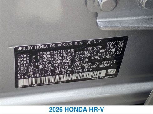 Certified 2026 Honda HR-V LX image 26