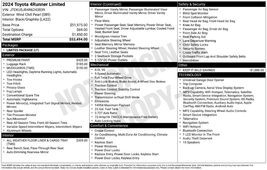 Certified 2024 Toyota 4Runner Limited AWD/4WD image 55
