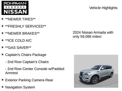 Certified 2024 Nissan Armada SL w/ Captain's Chairs Package AWD/4WD image 7