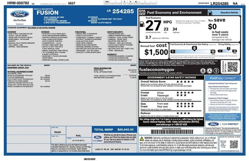 Used 2020 Ford Fusion SE FWD image 3