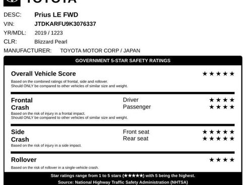 Used 2019 Toyota Prius L Eco image 73