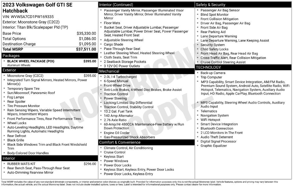 Used 2023 Volkswagen GTI SE w/ Black Wheel Package FWD image 4
