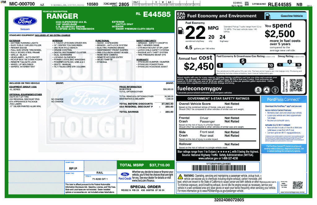 Used 2024 Ford Ranger XL AWD/4WD image 47