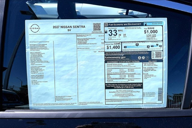 New 2027 Nissan Sentra SV w/ Floor Mat Package FWD image 12